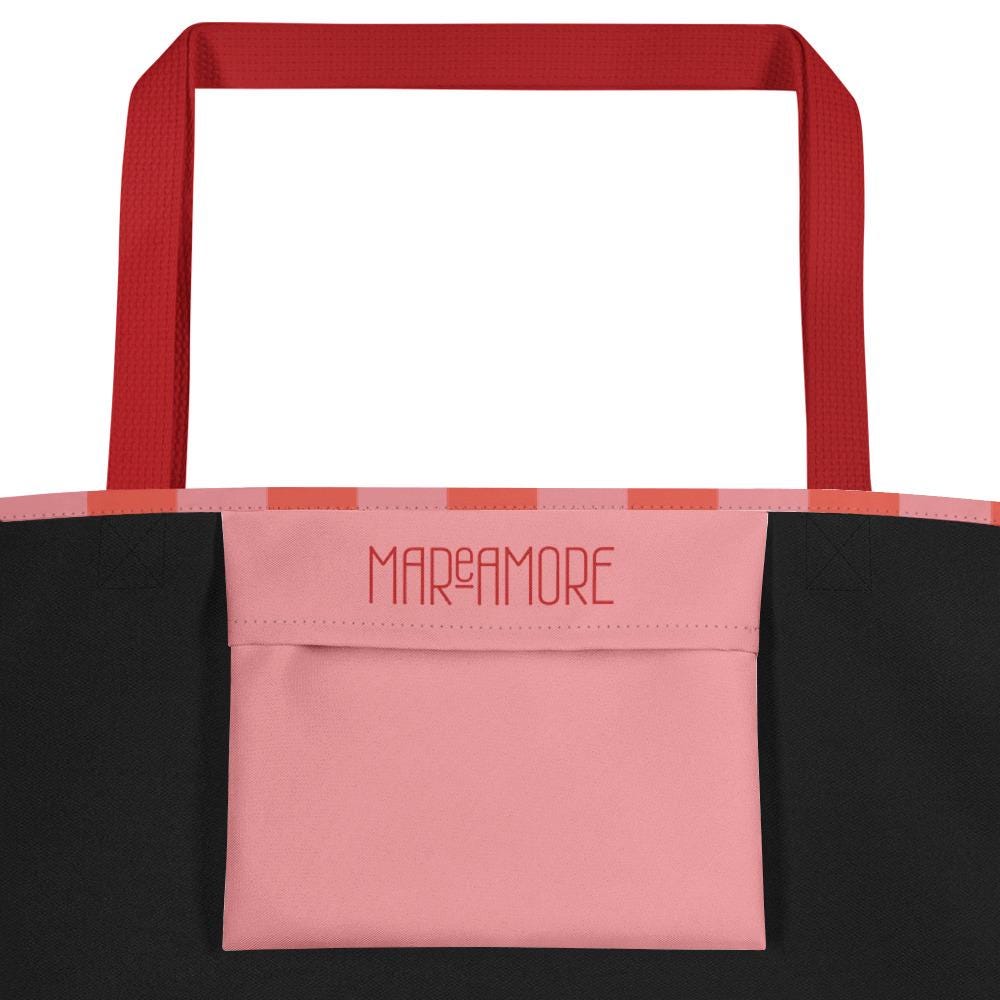 Peach & Pink Striped Large Tote Bag