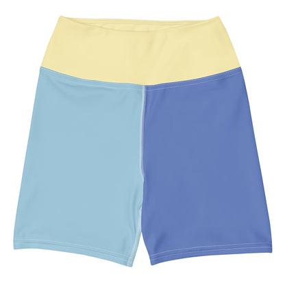 Marine & Light Blue Colour-Block Yoga Shorts