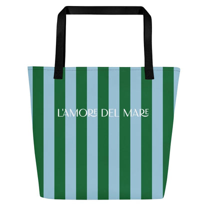 Green & Blue Striped Large Tote Bag