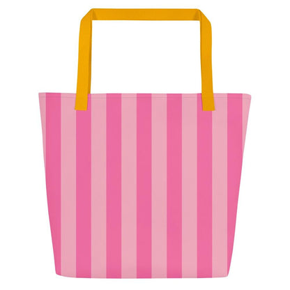 Fuchsia & Pink Striped Large Tote Bag