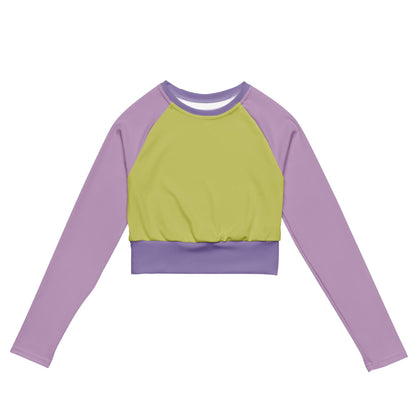 Violet Lime Colour-Block Long Sleeve Crop Top