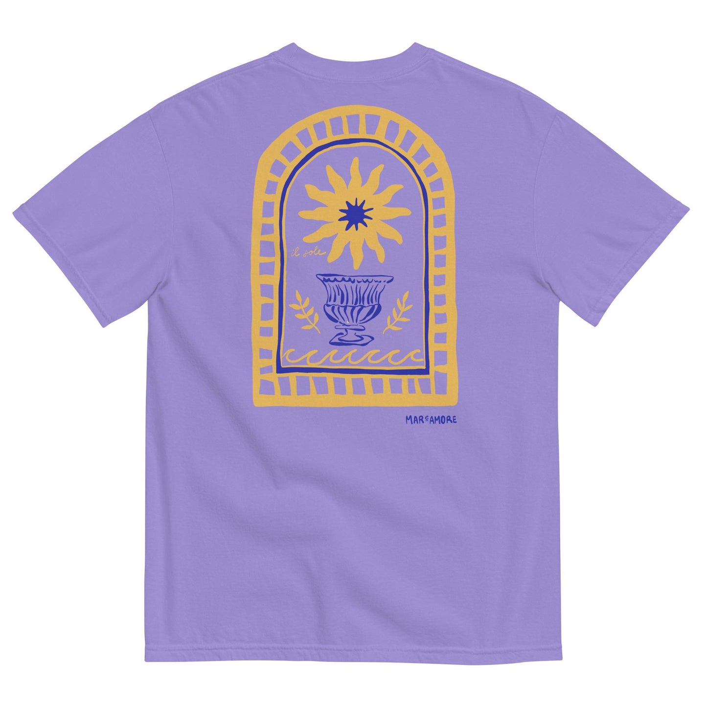 Mediterranean Art T-Shirt | Sun Embroidery | Violet