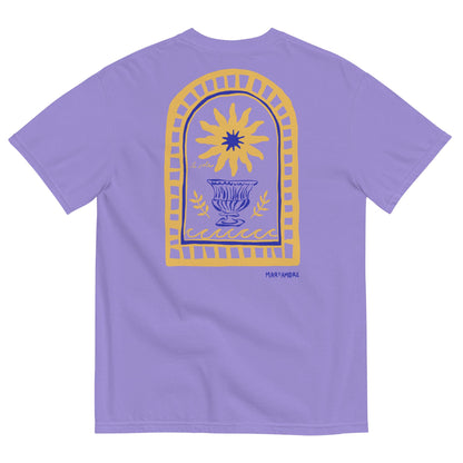 Mediterranean Art T-Shirt | Sun Embroidery | Violet