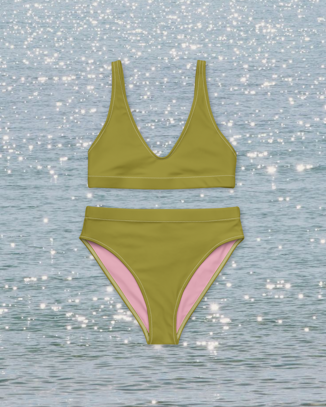 Olive Green High-Waisted Bikini Set