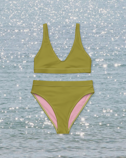 Olive Green High-Waisted Bikini Set