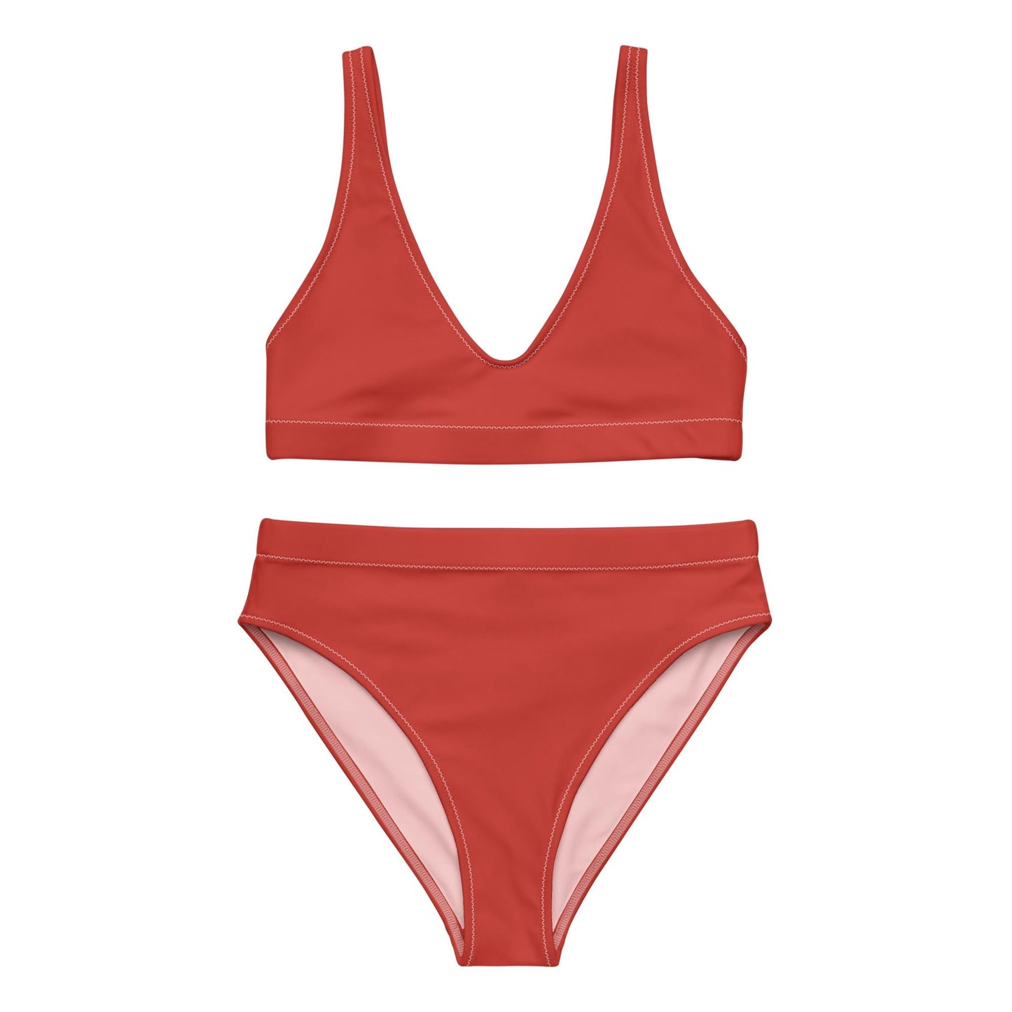 Strawberry Red High-Waisted Bikini Set