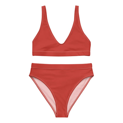 Strawberry Red High-Waisted Bikini Set