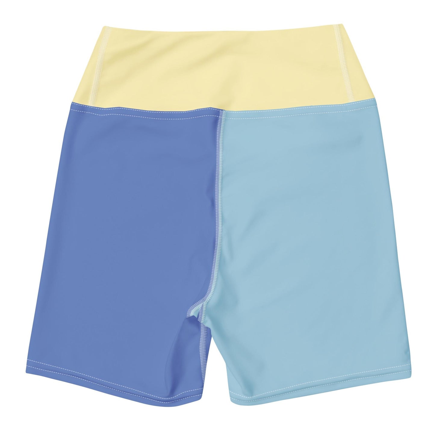 Marine & Light Blue Colour-Block Yoga Shorts
