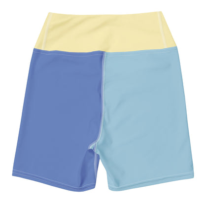 Marine & Light Blue Colour-Block Yoga Shorts