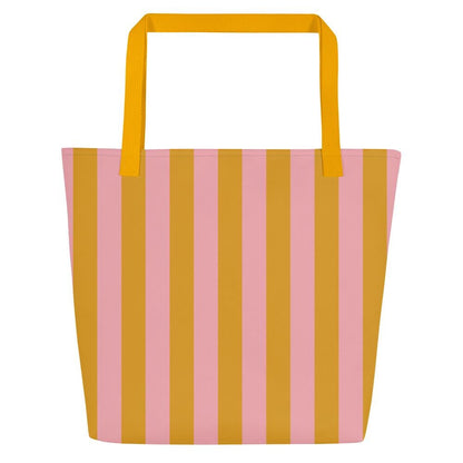 Yellow & Pink Striped Large Tote Bag