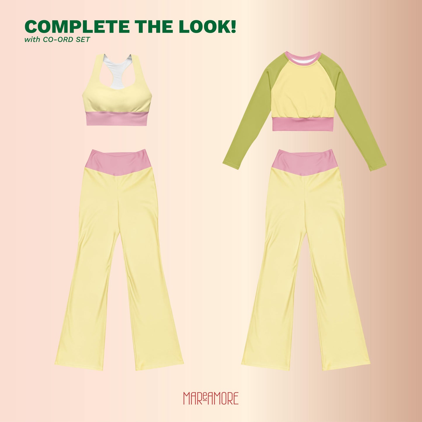 Light Yellow High-Waisted Flare Leggings | Yoga Pants
