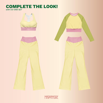 Light Yellow High-Waisted Flare Leggings | Yoga Pants