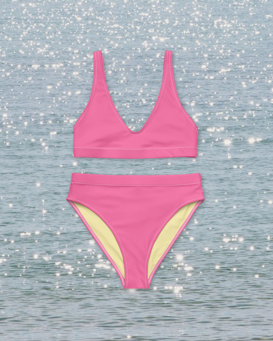 Fuchsia Pink High-Waisted Bikini Set