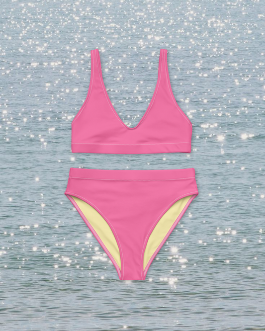 Fuchsia Pink High-Waisted Bikini Set