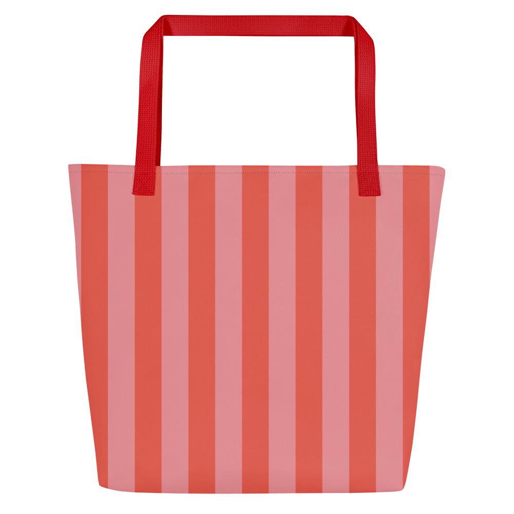 Peach & Pink Striped Large Tote Bag