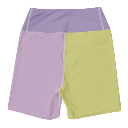 Violet & Lime Colour-Block Yoga Shorts