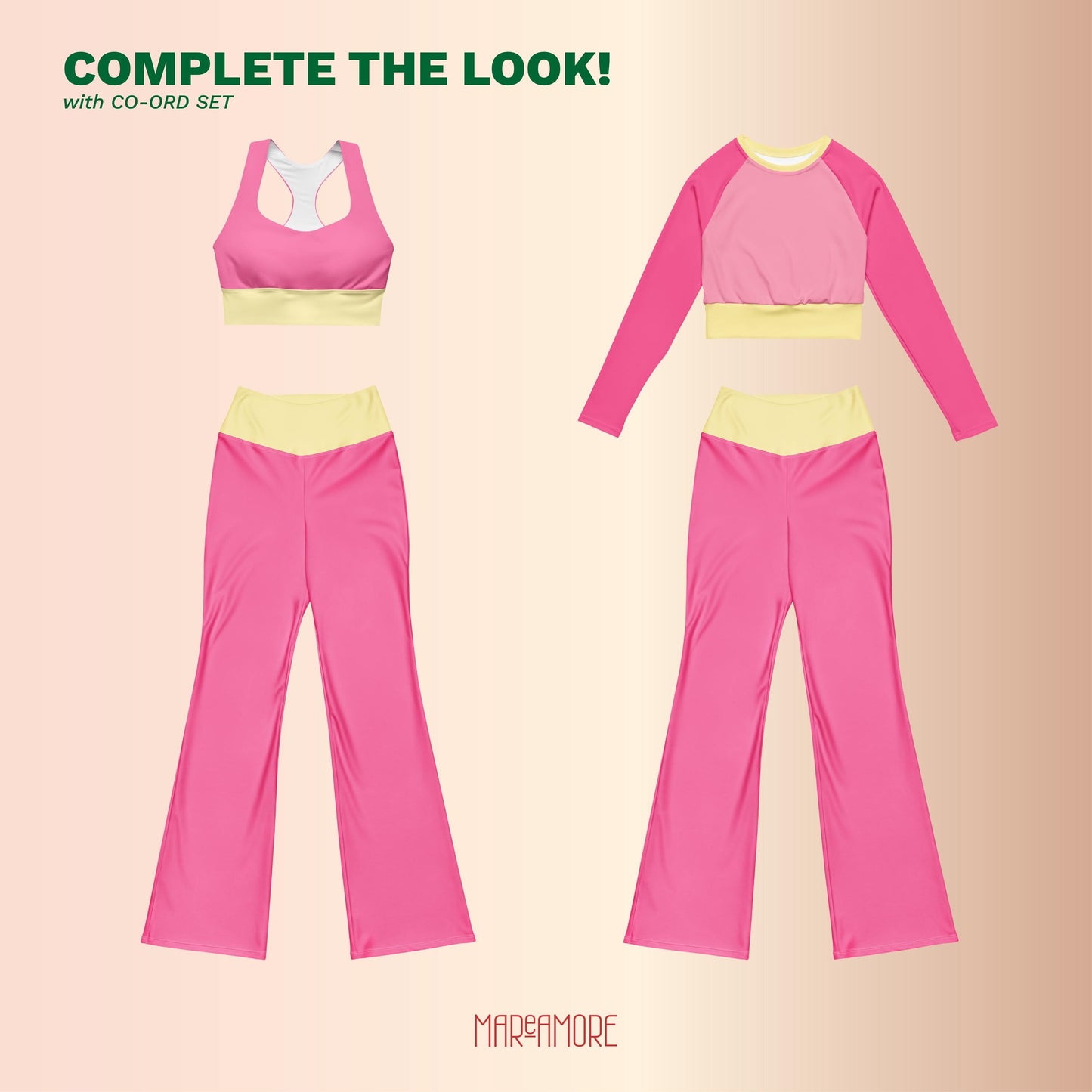 Fuchsia Pink High-Waisted Flare Leggings | Yoga Pants