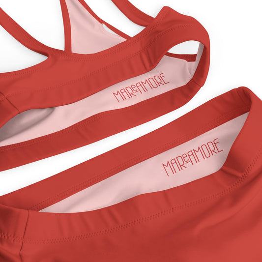 Strawberry Red High-Waisted Bikini Set