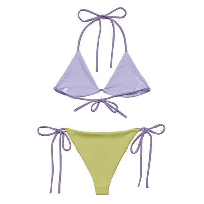 Lime Green Bikini Set with Purple Spaghetti Straps