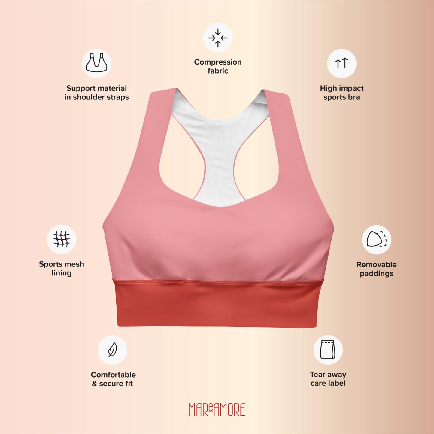 Blush Red Sports Bra | High-Intensity Support