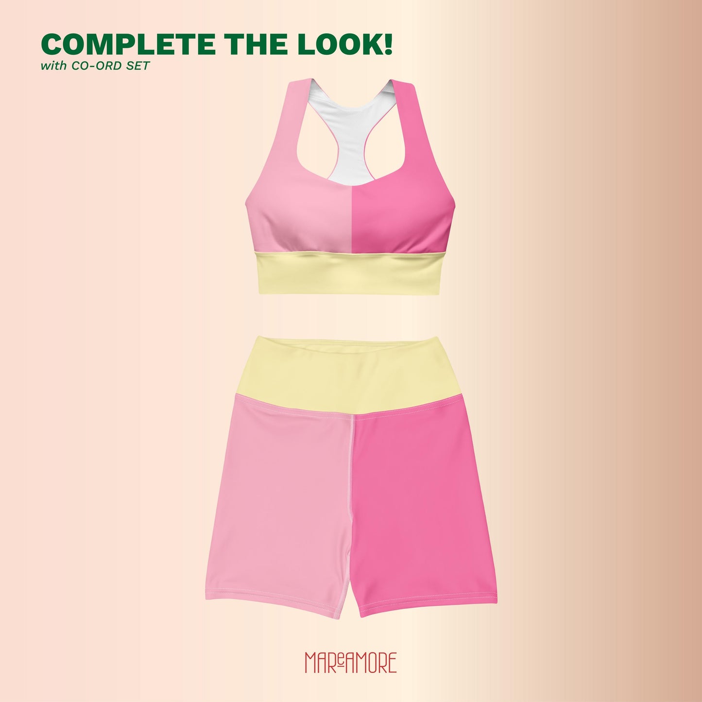 Fuchsia & Pink Colour-Block Sports Bra