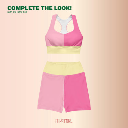 Fuchsia & Pink Colour-Block Sports Bra