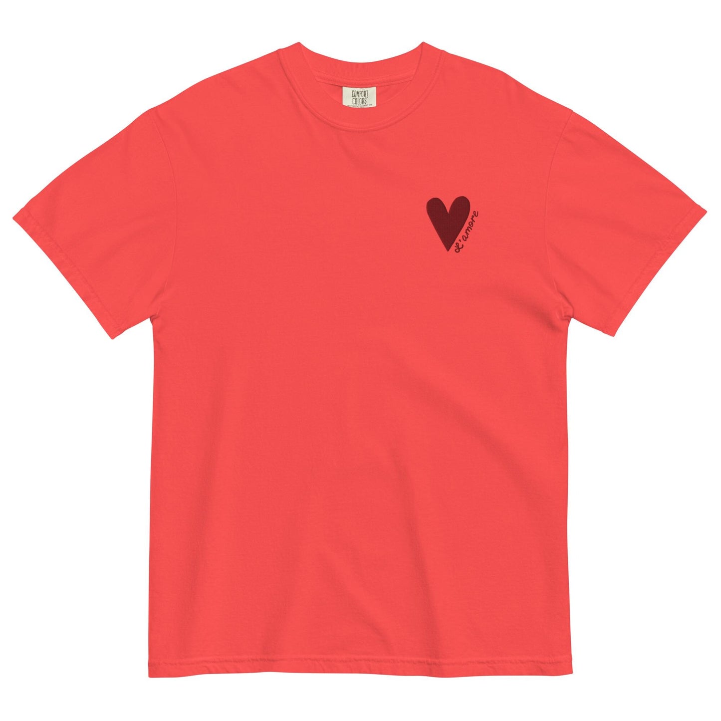 L'amore T-Shirt | Heart Embroidery | Paprika Red
