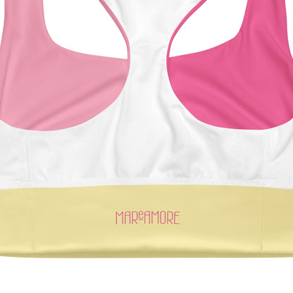 Fuchsia & Pink Colour-Block Sports Bra