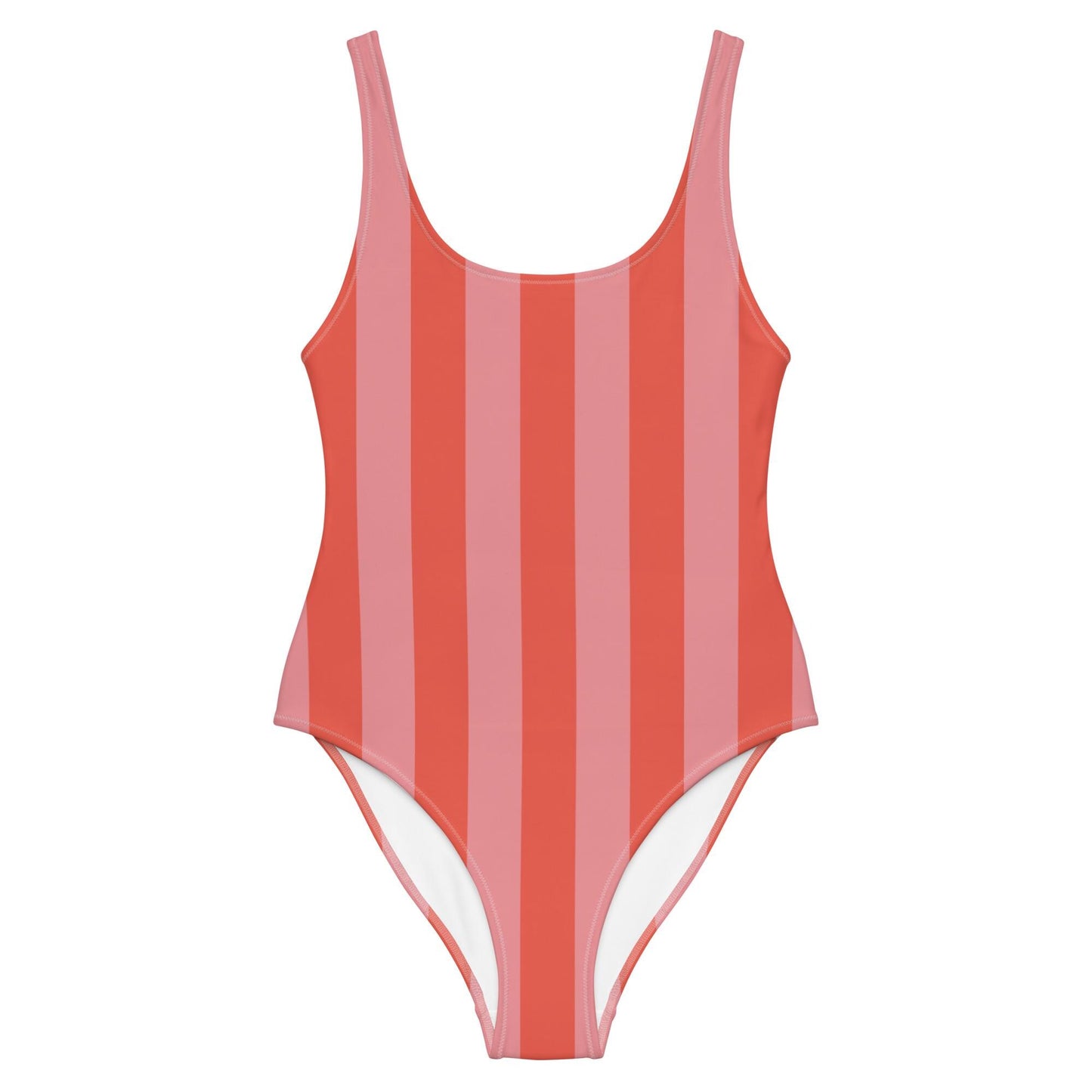 Peach & Pink Striped One-Piece Swimsuit