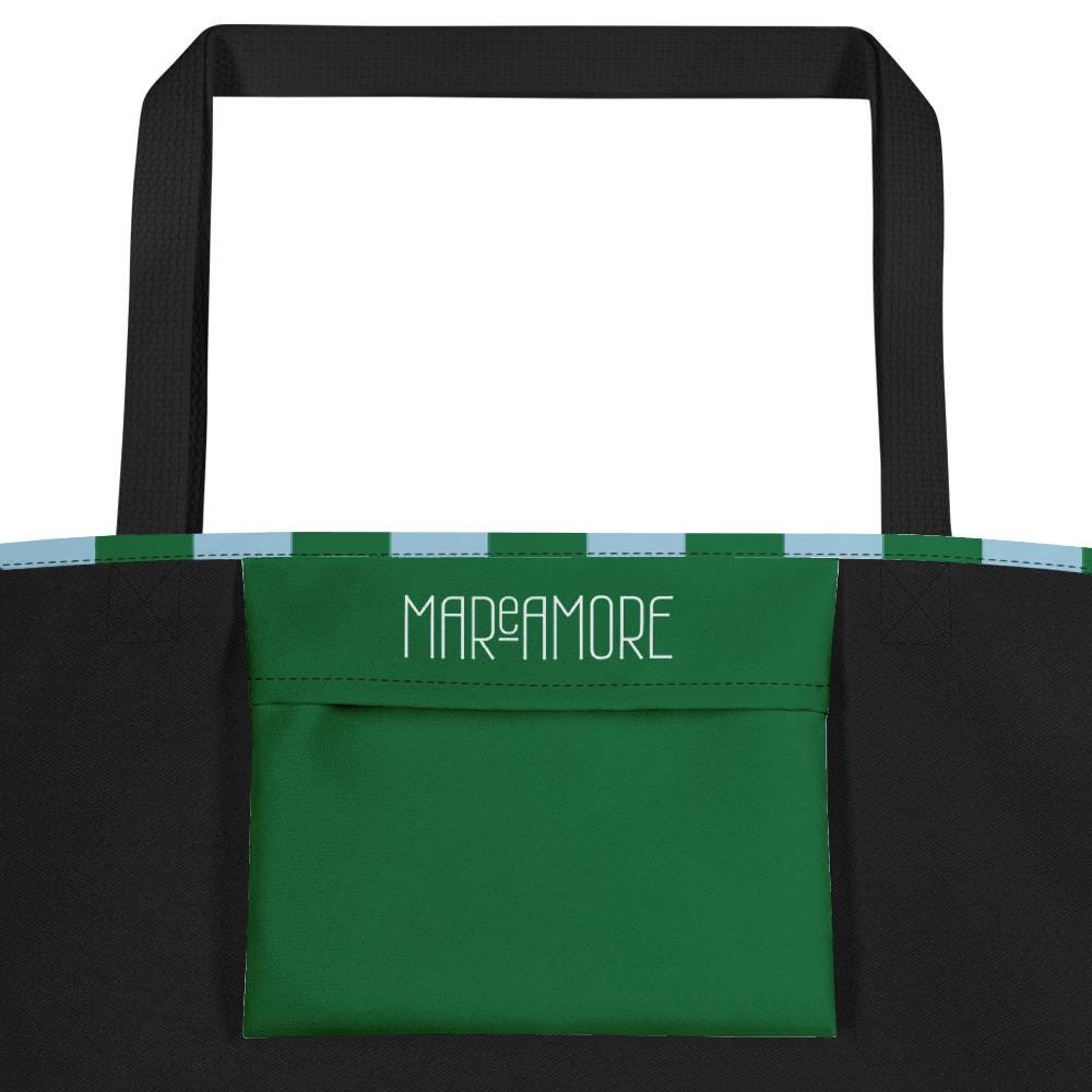 Green & Blue Striped Large Tote Bag