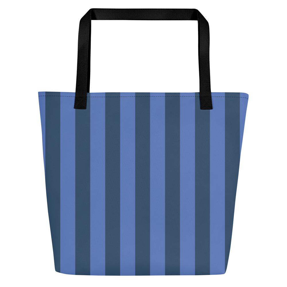 Navy & Blue Striped Large Tote Bag