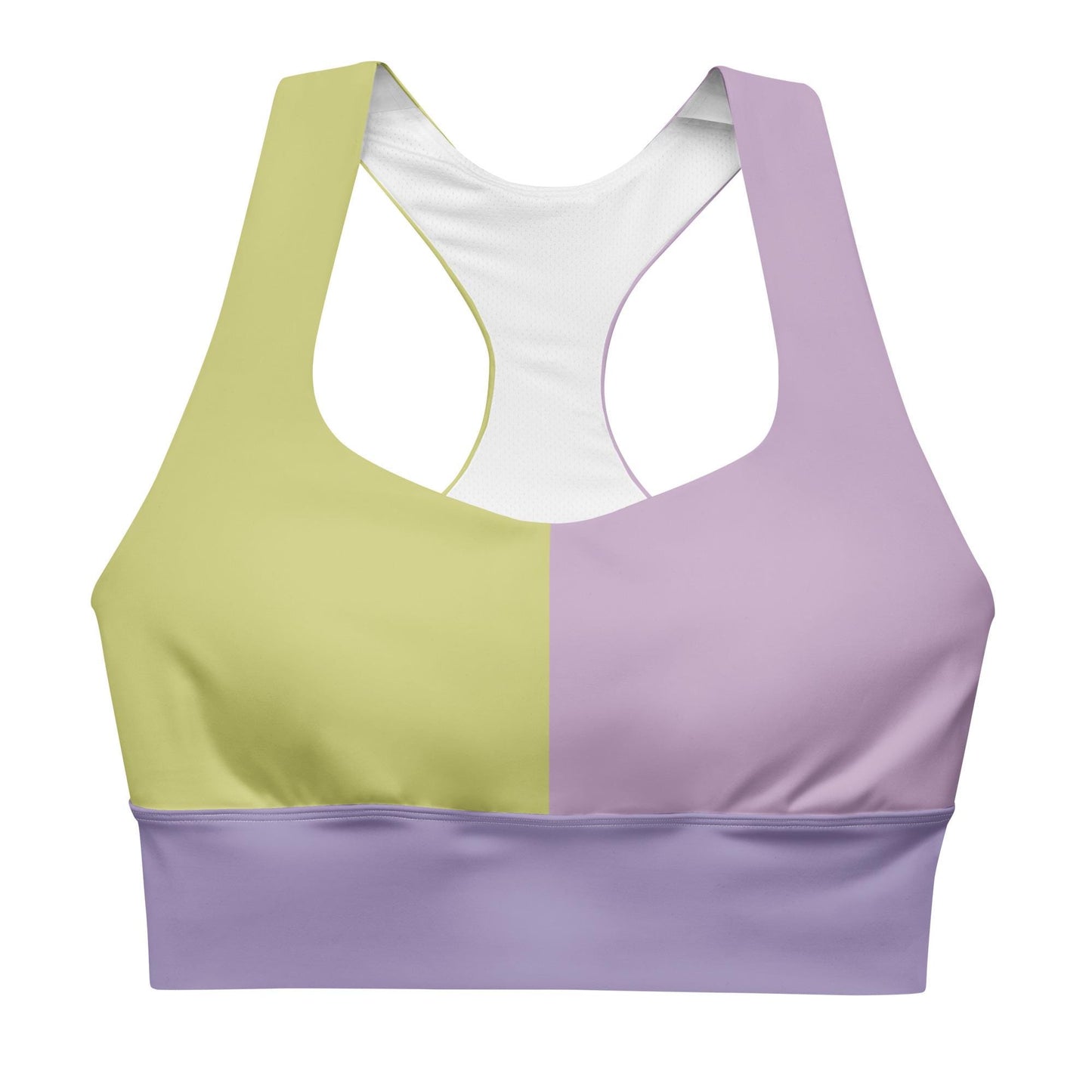 Violet & Lime Green Colour-Block Sports Bra