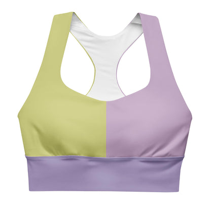 Violet & Lime Green Colour-Block Sports Bra