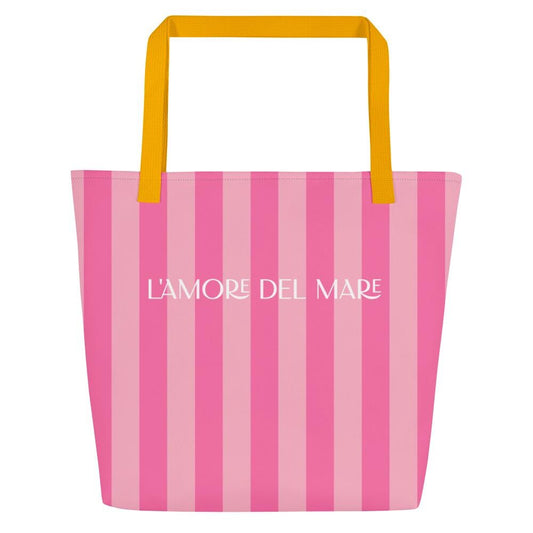 Fuchsia & Pink Striped Large Tote Bag
