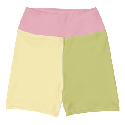 Yellow & Lime Green Colour-Block Yoga Shorts