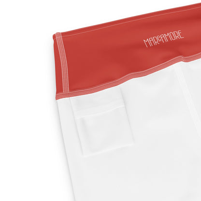 Blush & Red Colour-Block Yoga Shorts
