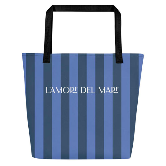 Navy & Blue Striped Large Tote Bag