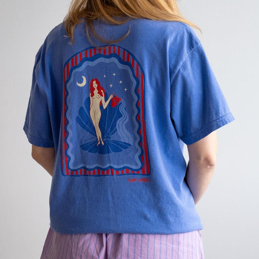 Aphrodite T-Shirt | Seashell Embroidery | Flo Blue