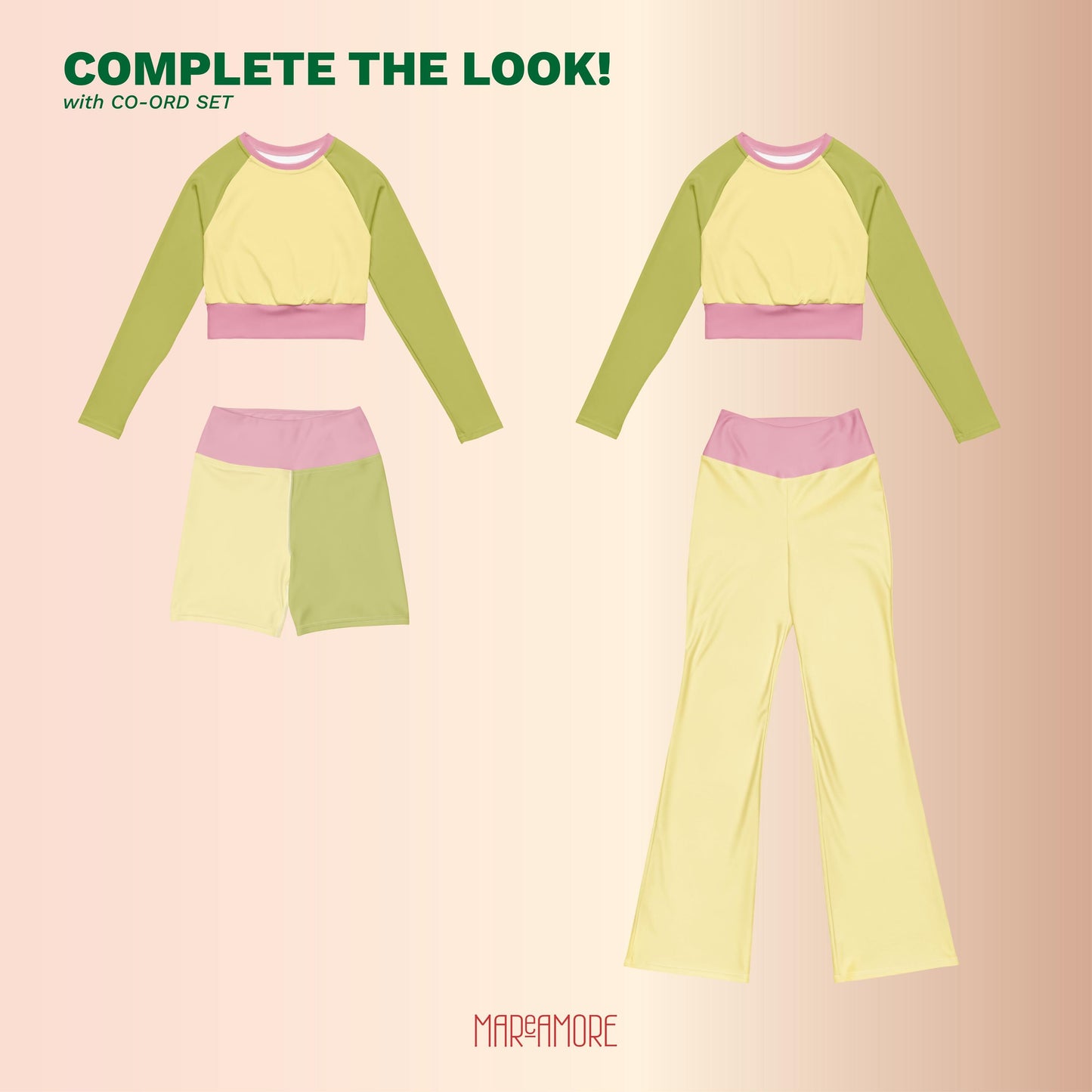Lime Yellow Colour-Block Long Sleeve Crop Top