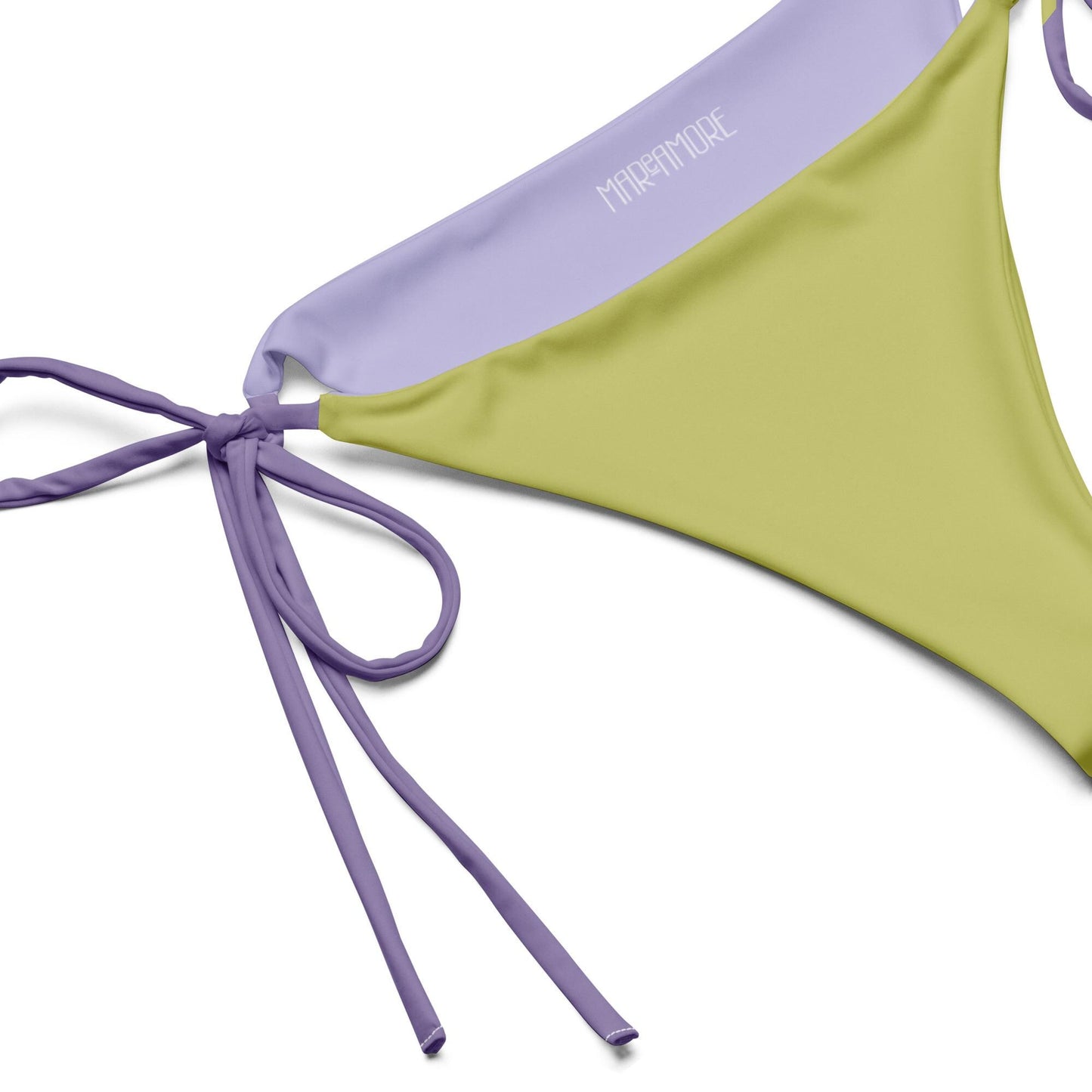 Lime Green Bikini Set with Purple Spaghetti Straps