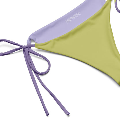 Lime Green Bikini Set with Purple Spaghetti Straps