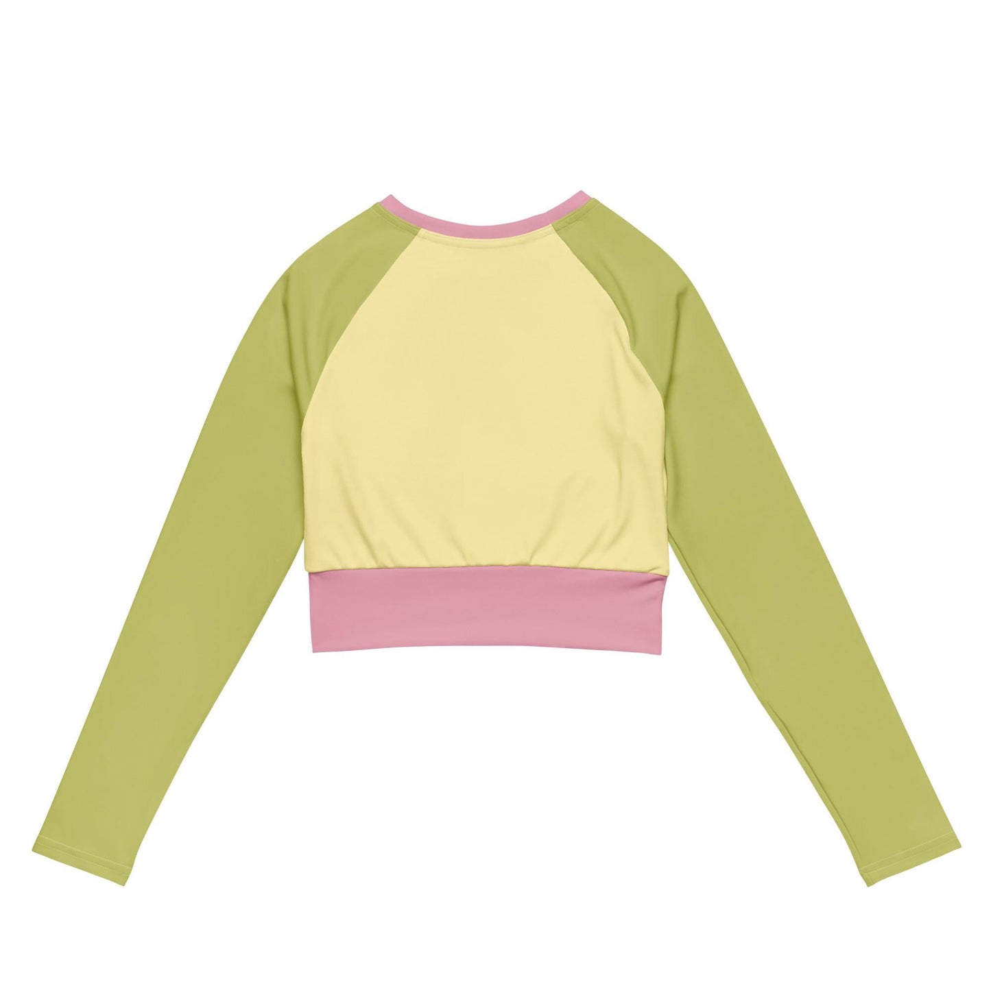 Lime Yellow Colour-Block Long Sleeve Crop Top