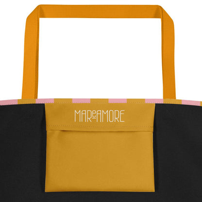 Yellow & Pink Striped Large Tote Bag