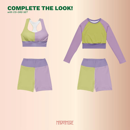 Violet & Lime Colour-Block Yoga Shorts