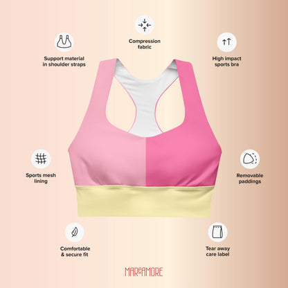 Fuchsia & Pink Colour-Block Sports Bra
