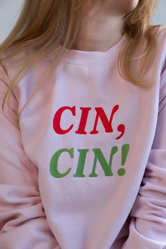 CIN, CIN! Embroidered Pink Sweatshirt