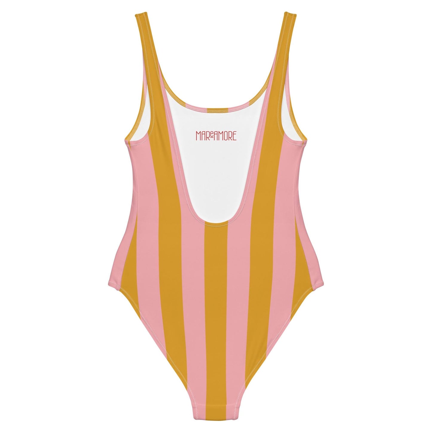 Yellow & Pink Striped One-Piece Swimsuit