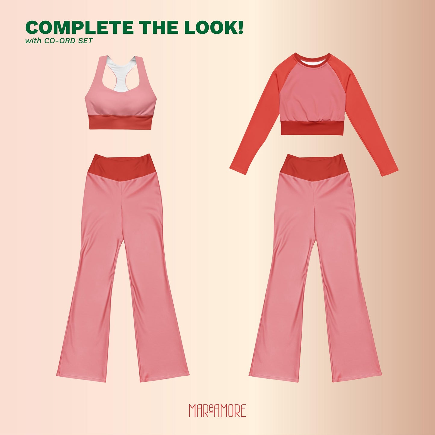 Blush Red High-Waisted Flare Leggings | Yoga Pants