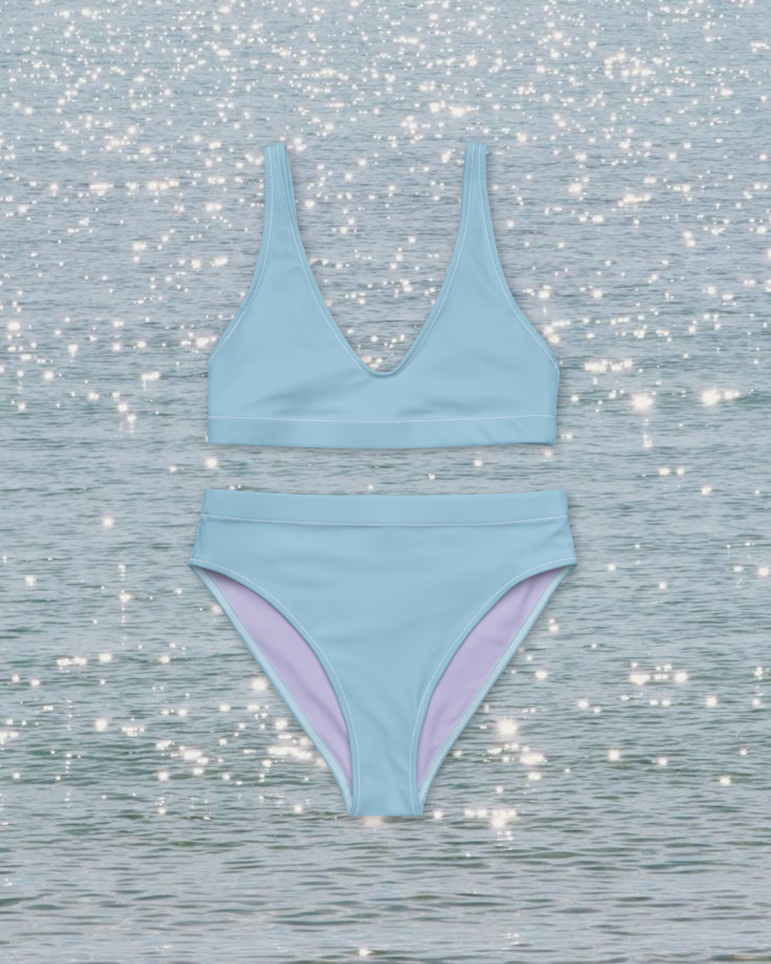 Sky Blue High-Waisted Bikini Set