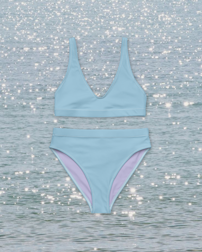Sky Blue High-Waisted Bikini Set